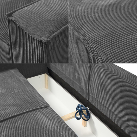 Schlafsofa mit Bettkasten und Cordstoff MONA Gelb