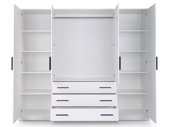 Kleiderschrank mit 3 Schubladen ALEX Weiß