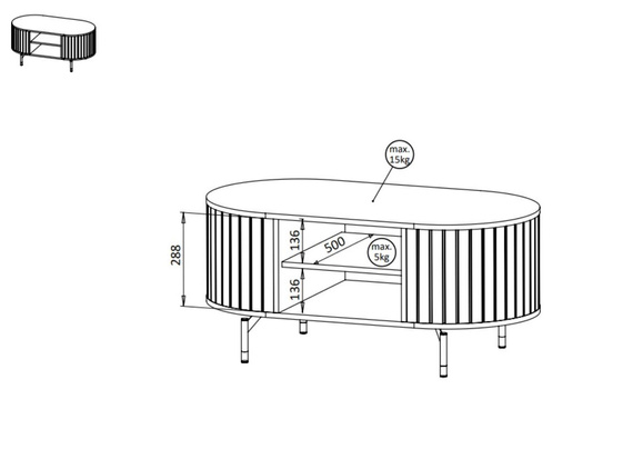 Couchtisch modern mit Lamellen MODERNO Schwarz
