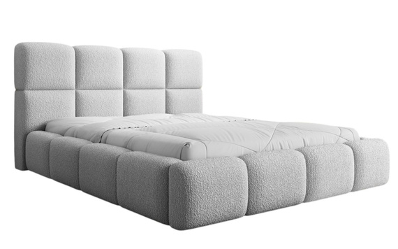 Bett aus Bouclé MERID Grau 140x200