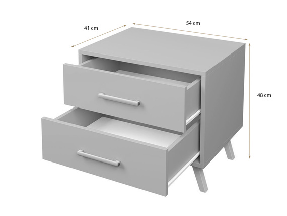Nachtisch mit 2 Schubladen Gold Griffe ALEX II  