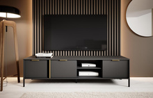 TV-Schrank mit golden Griffe NATALA Anthrazit