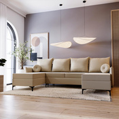 Ecksofa mit Schlaffunktion U-form LEO Beige Velvet