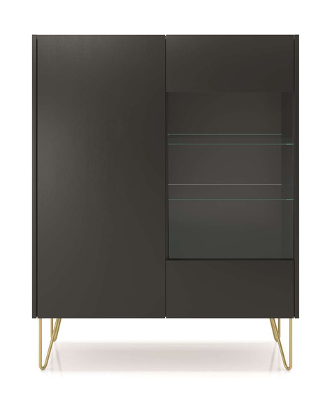 Vitrine mit zwei Glaseinlegeböden ARUB Schwarz Graphit