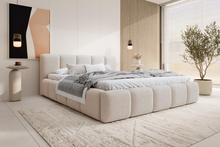 Trendiges Designerbett mit Stauraumfunktion 160x200 Hellbeige