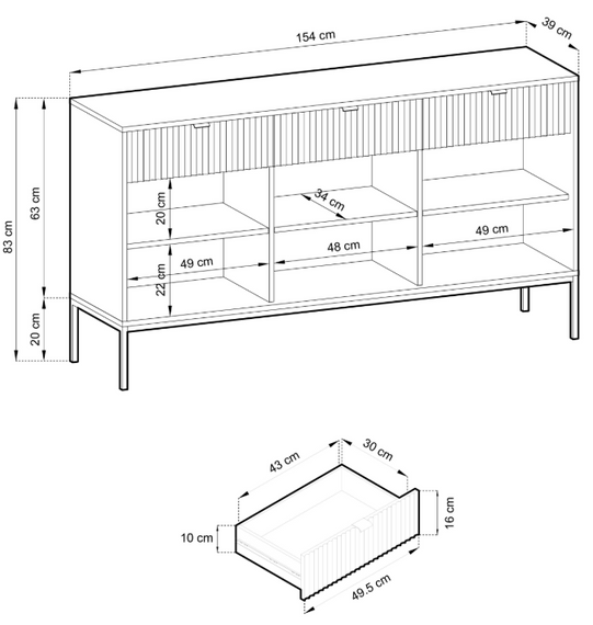 Kommode mit 3 Türen und Schubladen NANCY