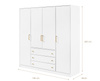 Kleiderschrank mit 3 Schubladen RETRO D4 Weiß Gold Griffe