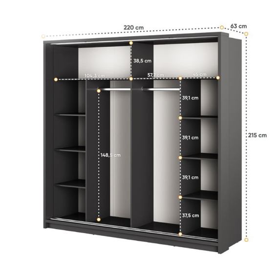  Schwebetürenschrank ARTI 14 Schwarz