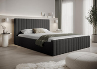 Doppelbett Bouclé mit Bettkasten 140x200 Graphit