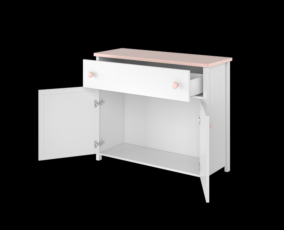 Kommode für Mädchen LARA Weiß + Rosa