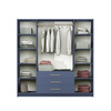 Kleiderschrank mit 4 Türen und Spiegel ALEX II Blau + Gold