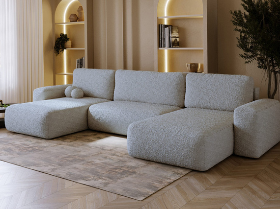 Grau Bouclé Sofa U-Form TEDIS
