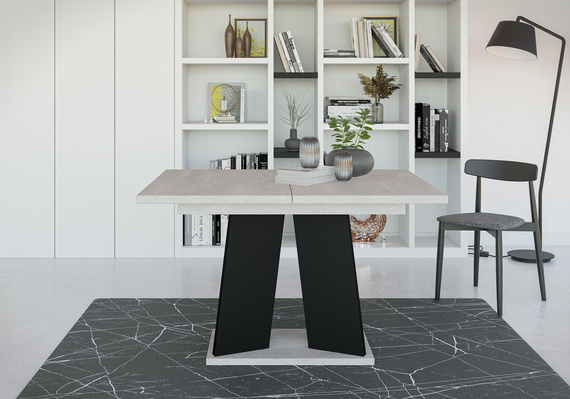 Ausziehbare Esstische SANA Beton+Schwarz