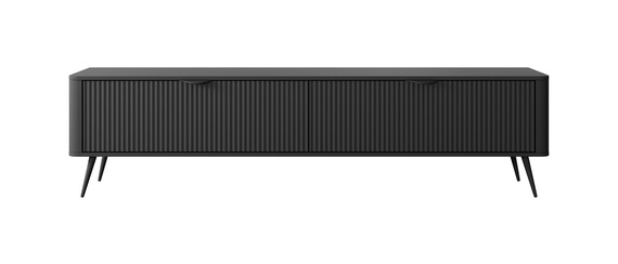 TV Schrank zweitürig mit gerifflete Front BELLO Schwarz