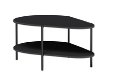 Moderner runder Couchtisch Schwarz Holz mit Ablage PLAYAS