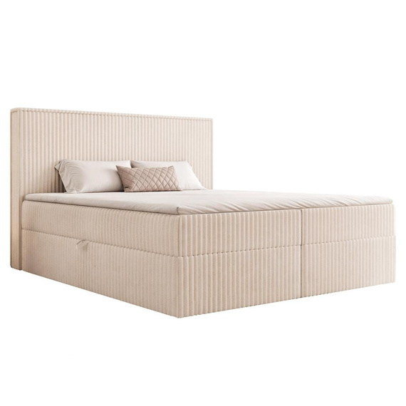 Boxbett mit Topper Hellbeige Cordstoff 160x200 NEL