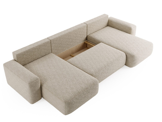 Beige Bouclé Sofa U-Form TEDIS