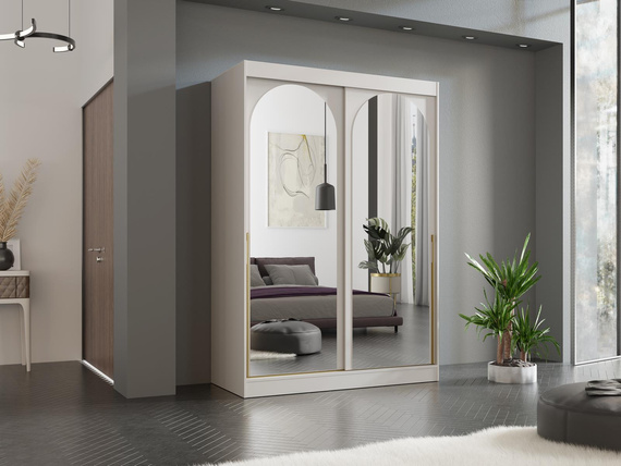 Praktischer Kleiderschrank mit Spiegel 150 Breit Kaschmir LUCY