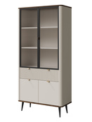 Elegante Vitrine mit Lamellen LILIA Kaschmir + Nussbaum