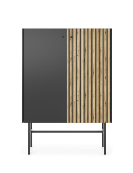 Standvitrine zweitürig Eiche artisan/schwarz DAVS