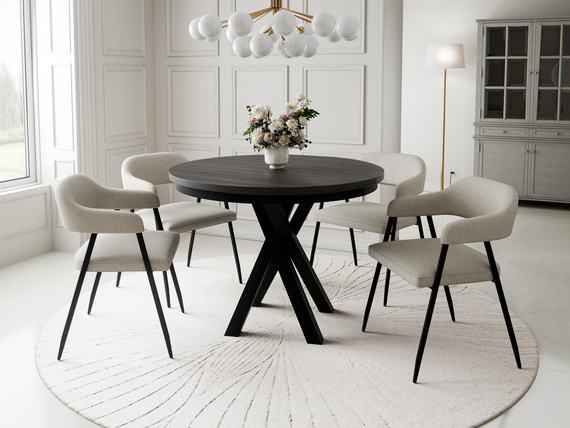 Esszimmer Rund LOFTO Schwarz Holz