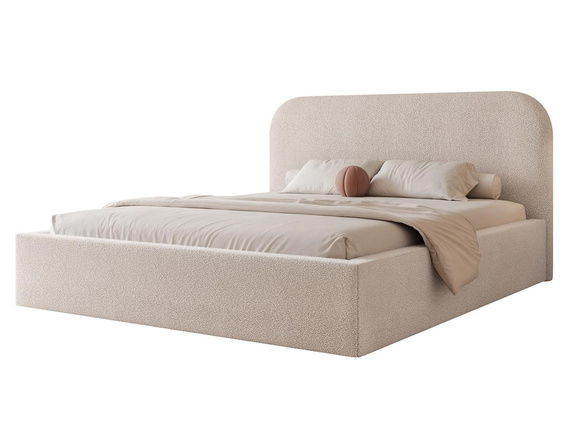 Hellbeige Bouclé Stoff Polsterbett 200x200 BAVARO