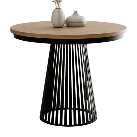  Esstisch modern mit Lamellen DAST Eiche craft/Schwarz