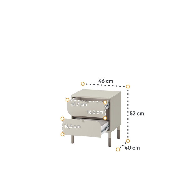  Nachttisch mit zwei Schubladen JUNA Beige