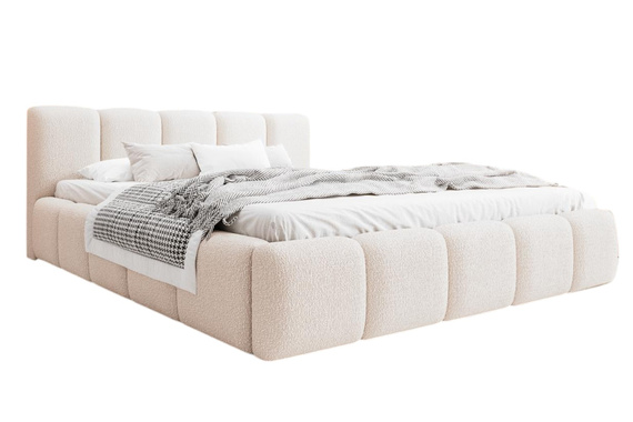 Design Polsterbett mit Stauraum 160x200 Weiß 