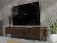 TV Schrank im Japandi Design mit Lamellen dreitürig MODE