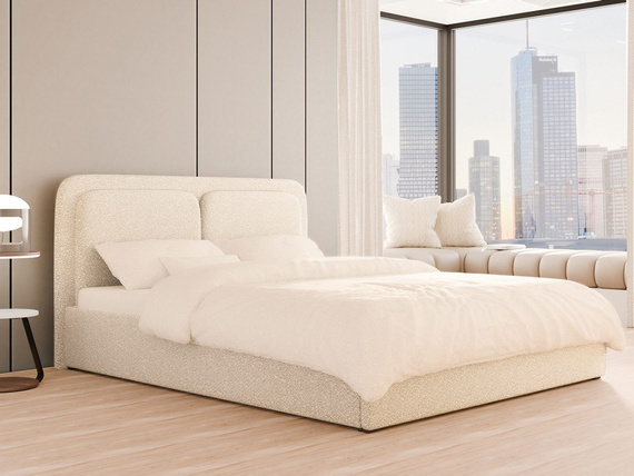 Modernes Creme Polsterbett mit Holzrahmen 140x200 LEA