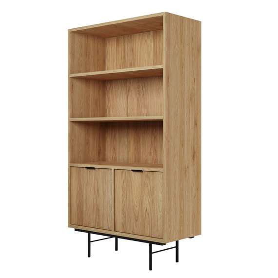 Bücherregal mit Türen Eiche hikora Japandi Stil COLGO