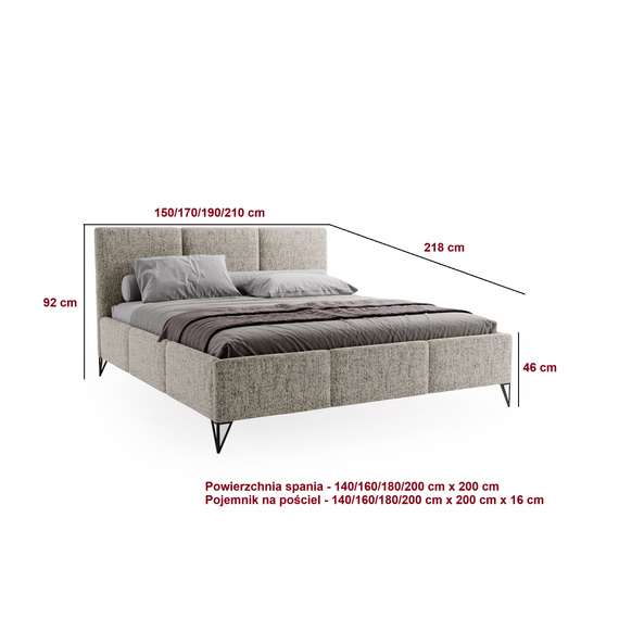 Designerbett geflechtartiger Stoff im Retro-Stil 160x200 Graphit LARAS