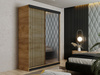 Schwebetürenschrank mit Lamellen und Spiegel LAMI eiche craft + schwarz