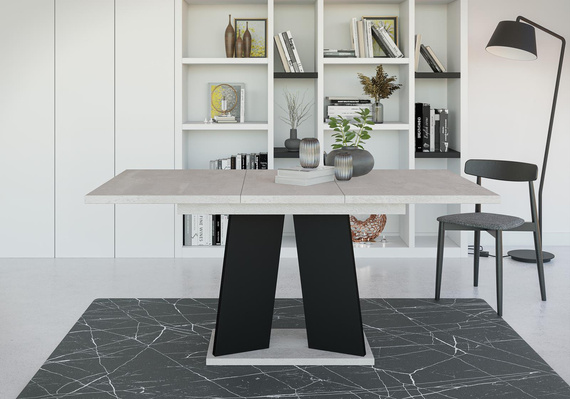 Ausziehbare Esstische SANA Beton+Schwarz