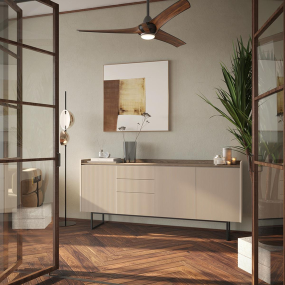Kommode 3 Schubladen DENI Eiche dunkel/beige