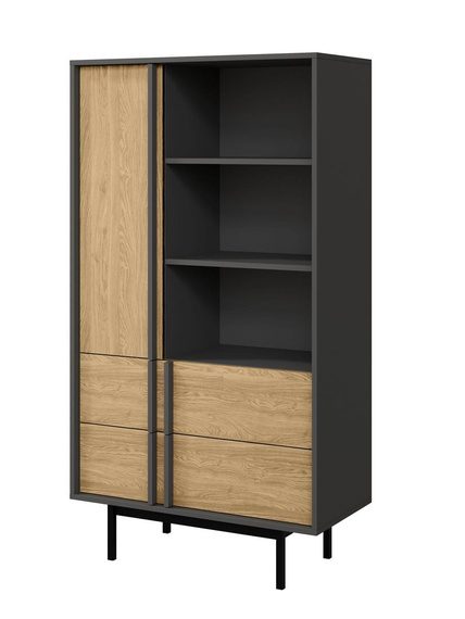 Bücherregal mit Hohe Füße Eiche geölte/ Anthrazit MALTS 