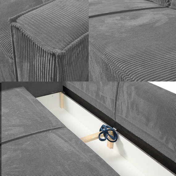 Schlafsofa mit Bettkasten und Cordstoff MONA Grau