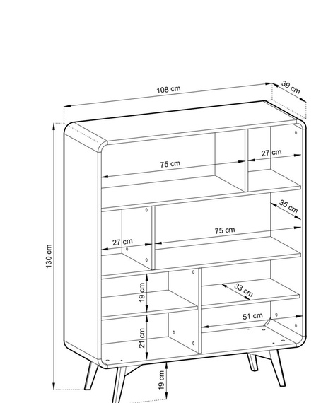 Regal 108 cm breit GRACIEL Eiche Vincenza