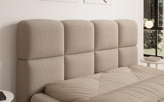 Bett aus Bouclé MERID Beige 120x200