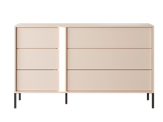 Schubkastenkommode sechs Schubladen led NINA Beige