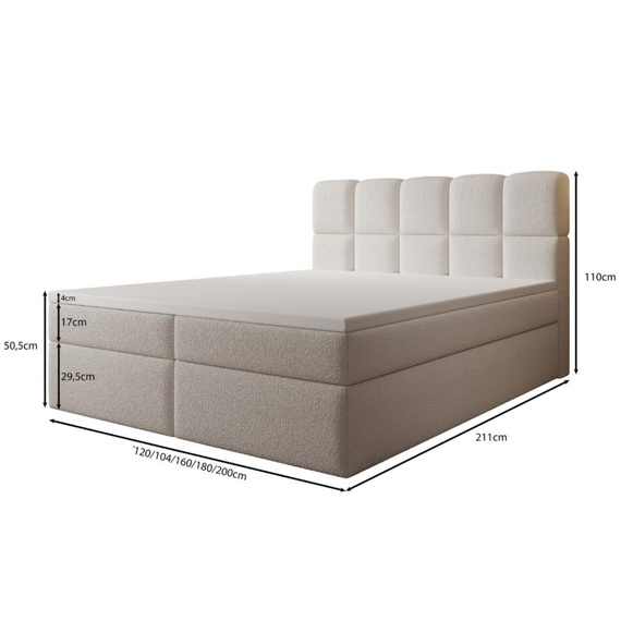 Boxspringbett mit Bettkasten 200x200 Grau PUENTE