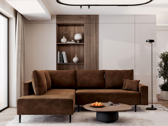 Ecksofa Linkes Bonell ultra bequem Braun modern BLAIR 