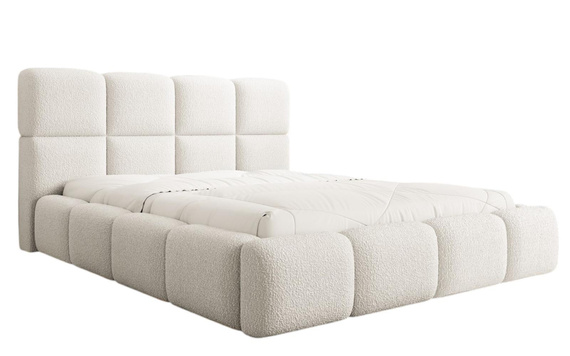 Bett aus Bouclé MERID Creme 180x200