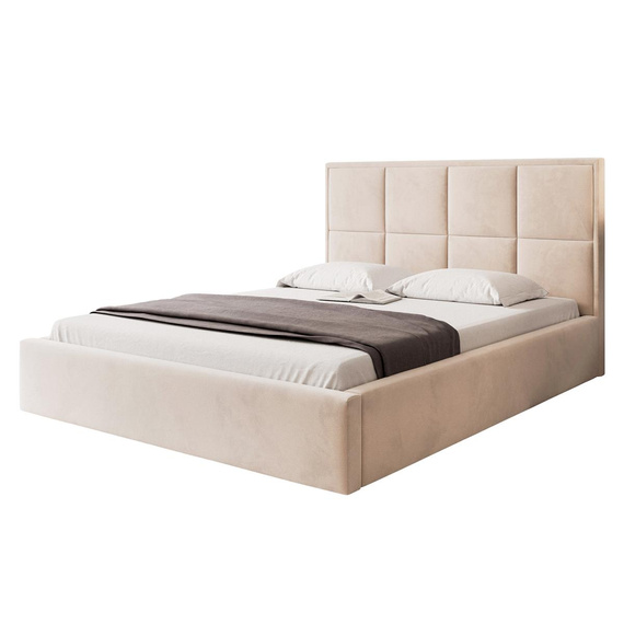 Polsterbett in Samt Bezug Beige 120x200