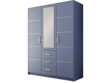 Kleiderschrank ALEX II Blau + Gold