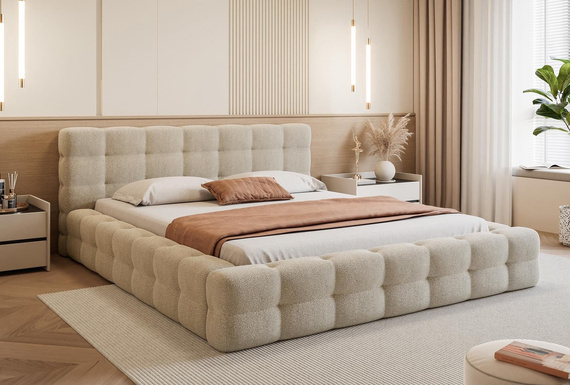 Funktionales Doppelbett 140x200 mit Stauraum beige CLOUDY