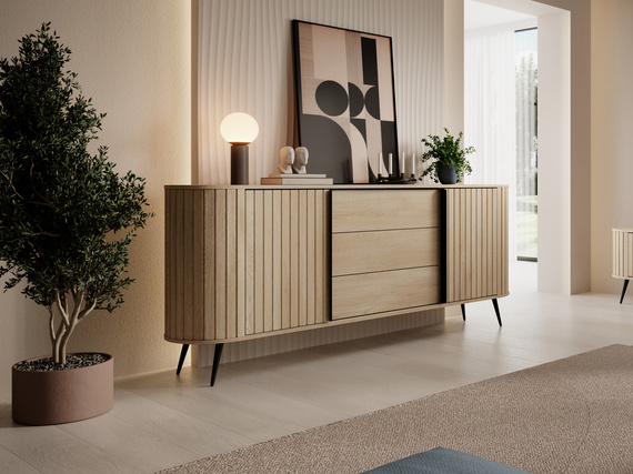 Kommode 196 cm Eiche Cremona Lamellen CREMIGIO