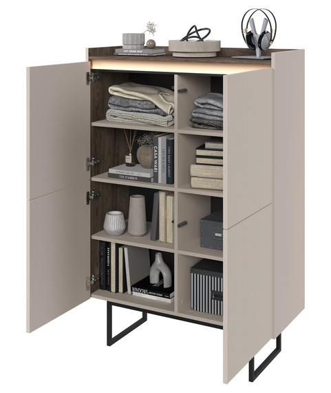 Highboard Modern DENI Beige/Eiche Dunkel