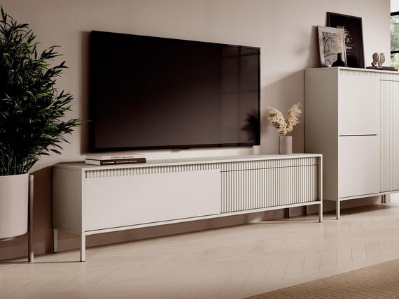  RTV-Kabinett für großes Wohnzimmer mit Lammellen JULO Beige